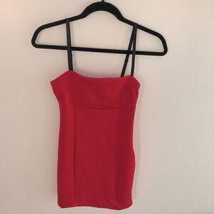 𝅺FOREVER 21 Short Red Dress with Black Adjustable Straps ~ size S Small